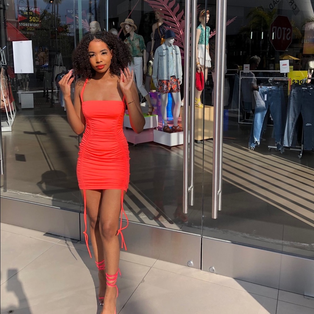 Missguided Coral Runched Dress